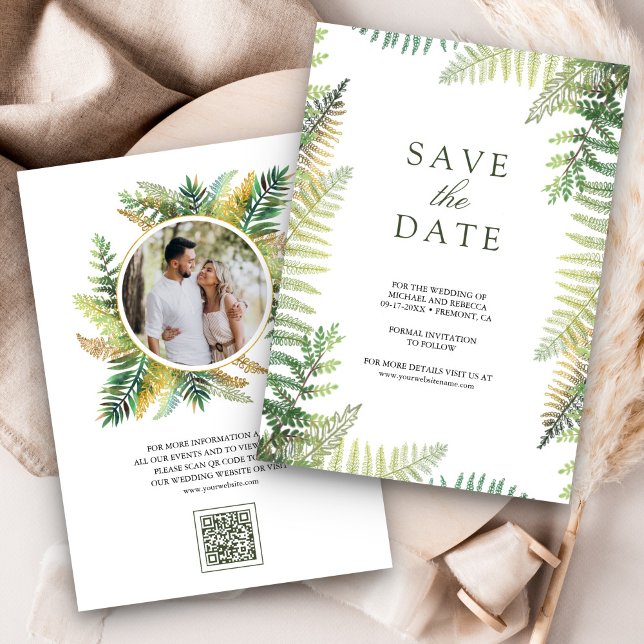 Reserva La Fecha Helechos Verdes Exuberantes Código QR Foto Boda (Subido por el creador)