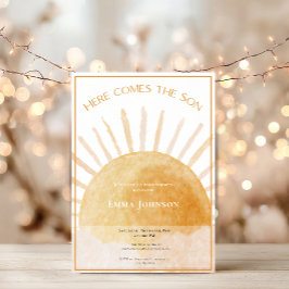 Reserva La Fecha Here Comes the Son Baby Shower Invitation