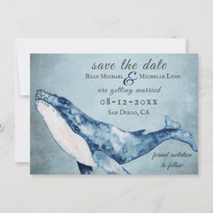 Reserva La Fecha Hermosa acuarela Humpback Whale Beach Wedding