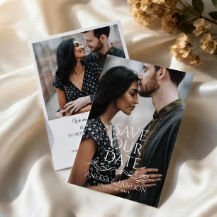 Reserva La Fecha Hermosa Tipografía con Floritura Foto Boda