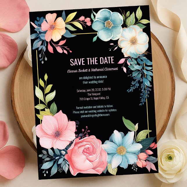 Reserva La Fecha Hermoso Aquarela Floral Colorida Boda (Beautiful Colorful Watercolor Floral Wedding Save The Date
)
