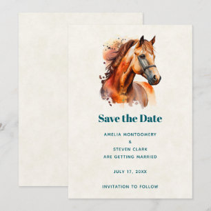 Reserva La Fecha Hermoso Boda de retrato de caballo de Sorrel