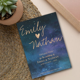 Reserva La Fecha Hermoso Boda de tipografía de oro nocturno estrell