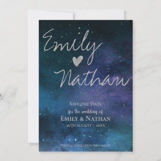 Reserva La Fecha Hermoso Boda de tipografía nocturna estrellada