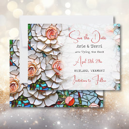 Reserva La Fecha Hermoso Boda Mosaico de Vidrio y Tile