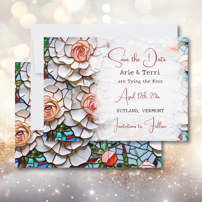 Reserva La Fecha Hermoso Boda Mosaico de Vidrio y Tile (Subido por el creador)