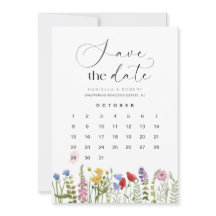Hermoso calendario floral de Boda de flores silves