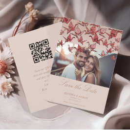 Reserva La Fecha Hermoso código QR de la grúa de papel de origami