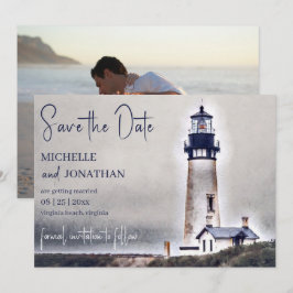 Reserva La Fecha Hermoso faro Boda fotográfico de playa náutica