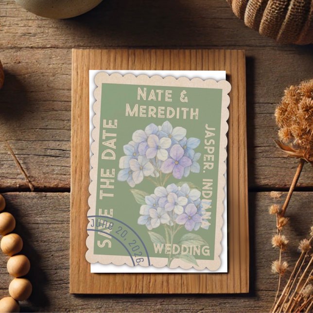 Reserva La Fecha Hermoso Personalizado Floral Hydrangea (Subido por el creador)