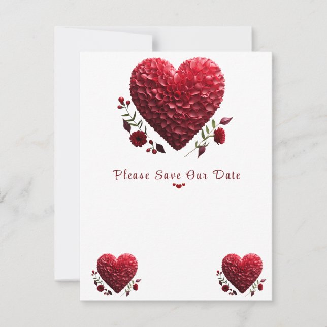 Reserva La Fecha Hermosos El día de San Valentín de flor Petales Co (Anverso)