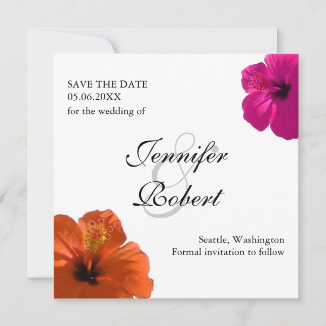 Reserva La Fecha Hibiscus Save the Date Invitation (Anverso)