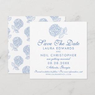 Reserva La Fecha Hidrangea moderna Boda Floral azul turbio