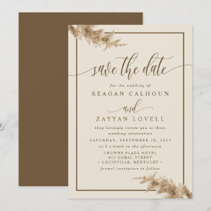 Reserva La Fecha Hierba de Pampas Caligrafía Moderna Salva la Fecha