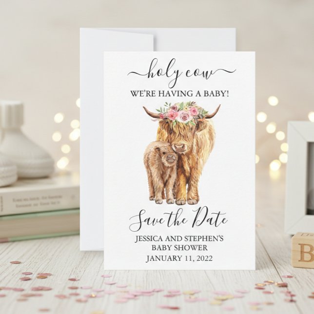 Reserva La Fecha Highland Cow Baby Shower Guardar la Fecha  (Subido por el creador)