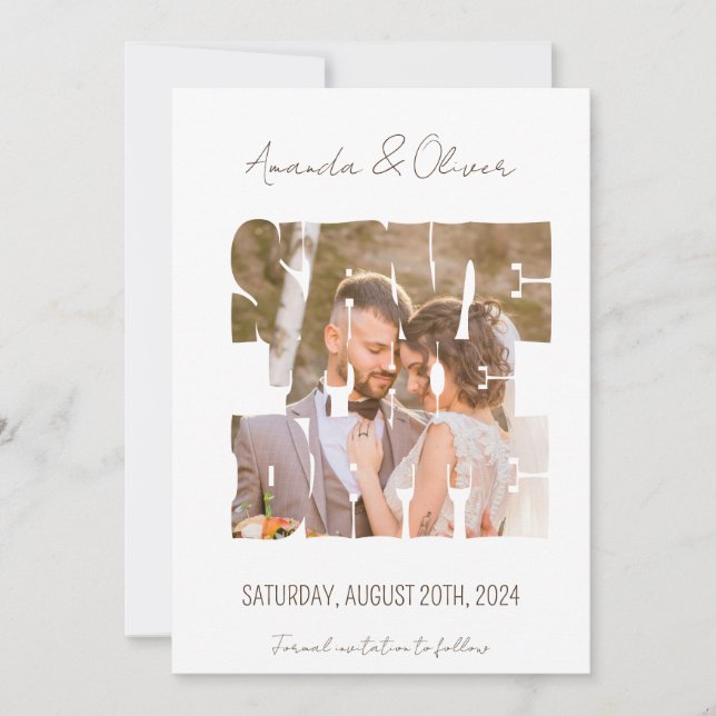 Reserva La Fecha Historia de Amor con Letras Foto Boda (Anverso)