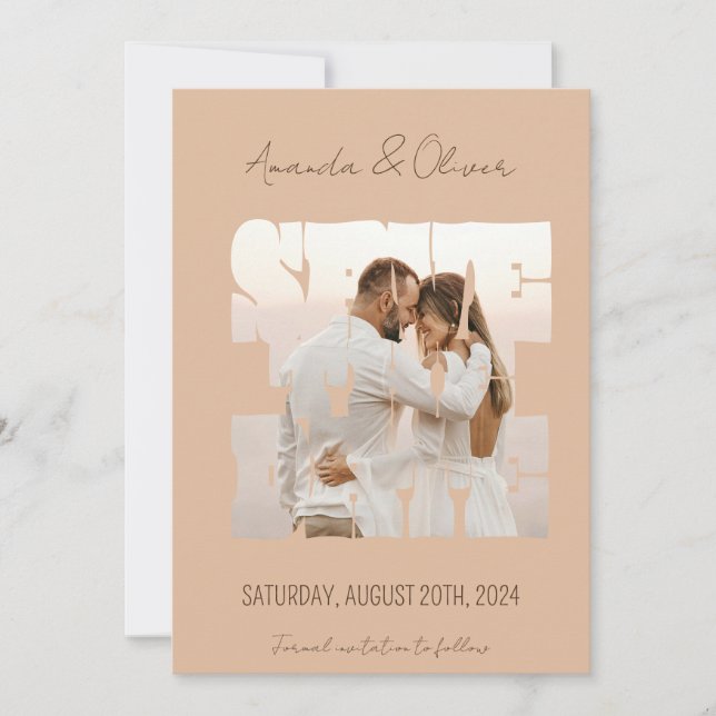 Reserva La Fecha Historia de Amor con Letras Foto Boda (Anverso)