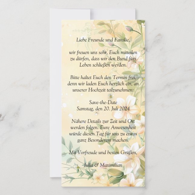 Reserva La Fecha Hochzeit de eslóvollo en Pastell (Anverso)