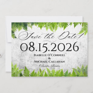 Reserva La Fecha Hoja de Helecho Romántica Elegante Boda Natural