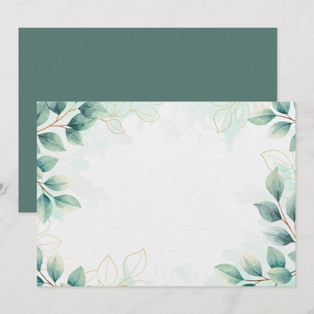 Reserva La Fecha Hoja Verde en Blanco Personalizada (Anverso / Reverso)