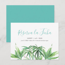 Reserva La Fecha Hojas de Acuarela Tropicales Ahorre la Fecha