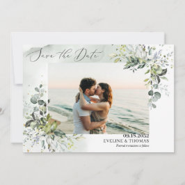 Reserva La Fecha Hojas de eucalipto de boho verde de moda