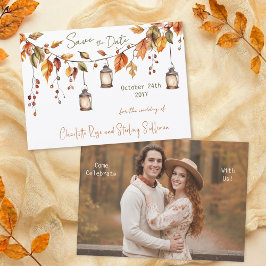 Reserva La Fecha Hojas de Otoño Acuarela Elegante 1 Foto Boda S
