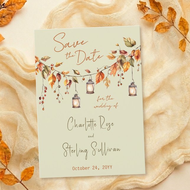 Reserva La Fecha Hojas de Otoño Acuarela Rústica Boda Elegante (Subido por el creador)