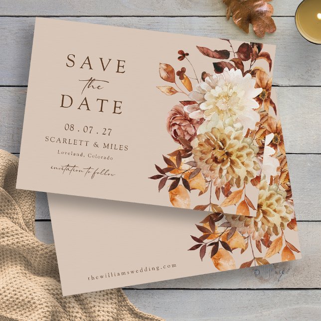 Reserva La Fecha Hojas de otoño en color taupe para guardar la fech (Taupe Watercolor Autumn Leaves Save The Date by Painted Paperie
)