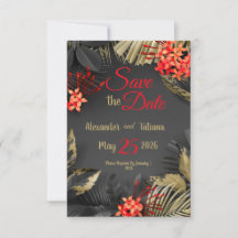 Hojas tropicales negras y doradas sobre fondo oscu