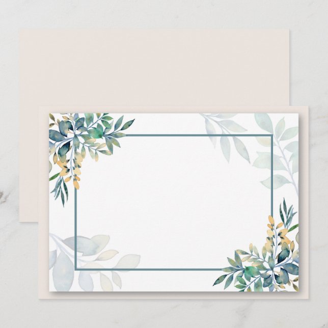 Reserva La Fecha Hojas Verdes en Blanco Personalizadas (Anverso / Reverso)
