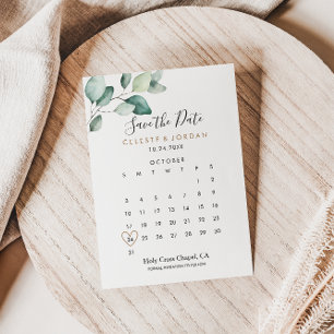 Reserva La Fecha Hojas verdes formales clásicas Guardar el calendar