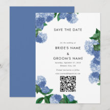 Hortensia Azul Floral Verde Moderno Boda