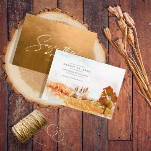 Reserva La Fecha Hrz Otoño de Oro ID786 del Boda del paisaje acuáti