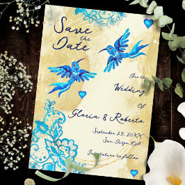 Reserva La Fecha Hummingbird Baroque Gold Elegance Mexican Wedding