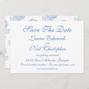 Reserva La Fecha Hydrangea Dusty Blue Floral Moderno Boda