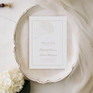 Reserva La Fecha Hydrangea Marfil Marco Elegante Boda formal
