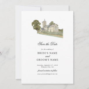 Reserva La Fecha Iglesia acuarela Monograma tradicional Boda