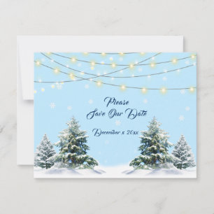 Reserva La Fecha Iluminación de cuerda de boda de invierno Nieve cu