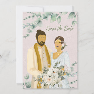 Reserva La Fecha Ilustracion Boda de parejas cingalesas