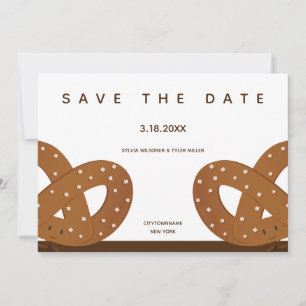 Reserva La Fecha Ilustracion de Pretzels salados Marrón blanco capr