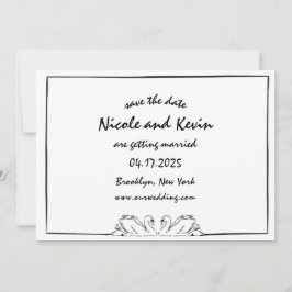 Reserva La Fecha Ilustracion de Swan manuscrito simple y sin tiempo