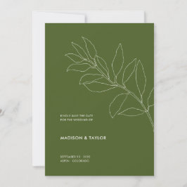 Reserva La Fecha Ilustracion floral botánico moderno Moss Green