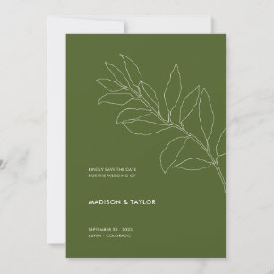 Reserva La Fecha Ilustracion floral botánico moderno Moss Green