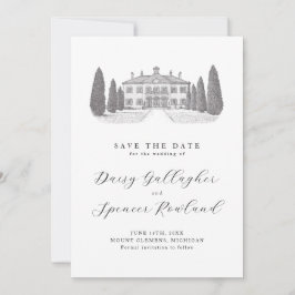 Reserva La Fecha Ilustración Sencilla del Lugar Elegante Boda 