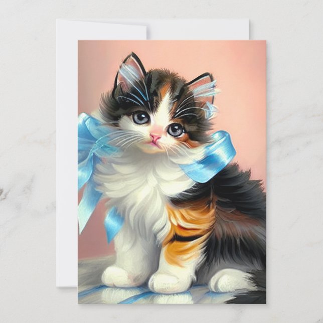 Reserva La Fecha Ilustracion Vintage Calico Kitten (Anverso)