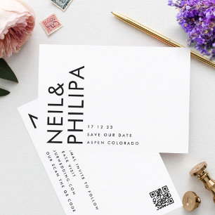 Reserva La Fecha Imagen de código QR editable ultra moderna en blan