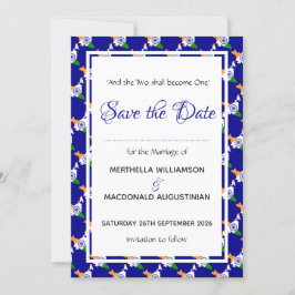 Reserva La Fecha INDIA Boda Patriótico Celebración Especial AZUL