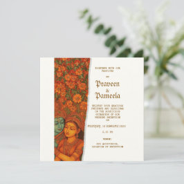 Reserva La Fecha Indian invitation with Radhakrishna Mural painting