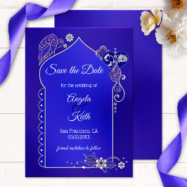Reserva La Fecha Indigo azul morado Henna Guardar carta de fecha